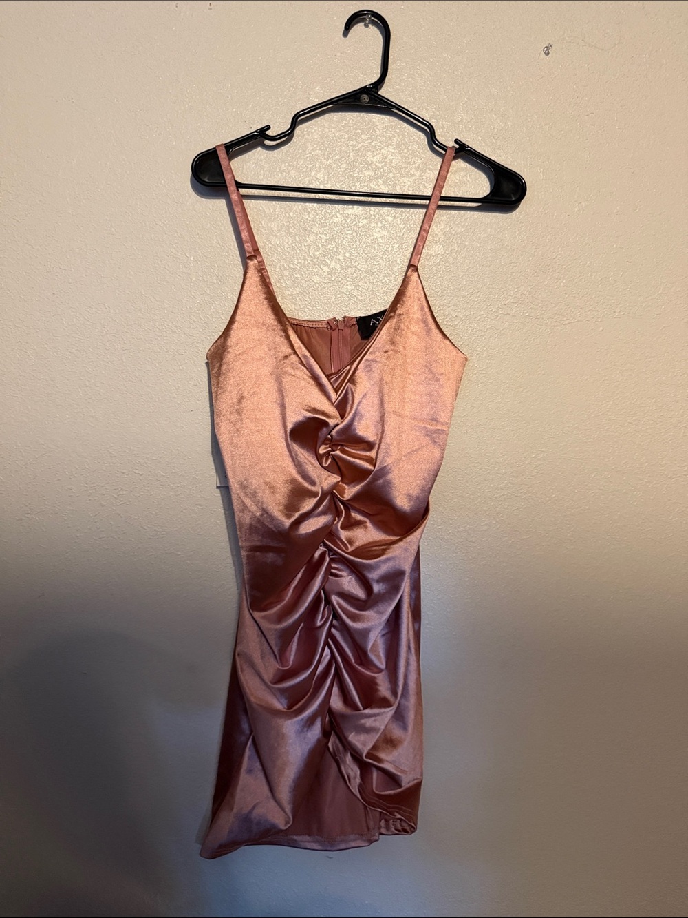 AX Paris Satin Ruched Mini Dress in Rose